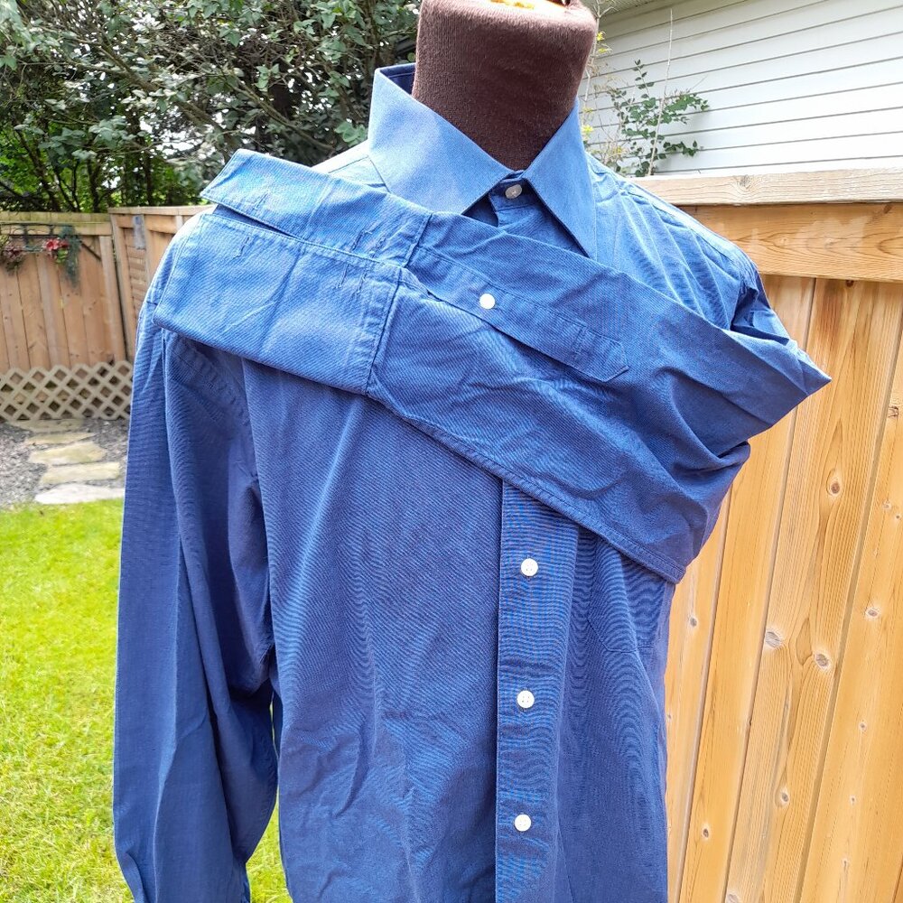 Vintage Christian Dior Shirt with French Cuffs 16 32/33 Blue Cotton